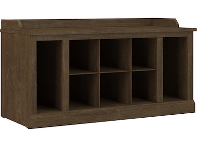 Bush Furniture Woodland 40W Shoe Storage Bench with Shelves, Ash Brown (WDS240ABR-03)