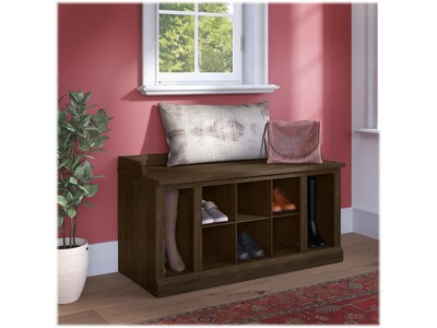 Bush Furniture Woodland 40W Shoe Storage Bench with Shelves, Ash Brown (WDS240ABR-03)