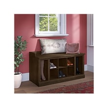 Bush Furniture Woodland 40W Shoe Storage Bench with Shelves, Ash Brown (WDS240ABR-03)