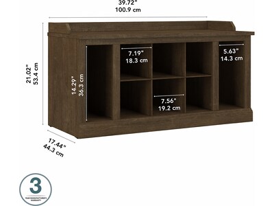 Bush Furniture Woodland 40W Shoe Storage Bench with Shelves, Ash Brown (WDS240ABR-03)