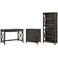 Bush Furniture Key West 48"W Writing Desk with 2 Drawer Lateral File Cabinet and 5 Shelf Bookcase, Dark Gray Hickory (KWS004GH)