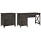 Bush Furniture Key West 54W Writing Desk with File Cabinet and 5-Shelf Bookcase, Dark Gray Hickory