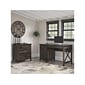 Bush Furniture Key West 54"W Writing Desk with File Cabinet and 5-Shelf Bookcase, Dark Gray Hickory (KWS004GH)