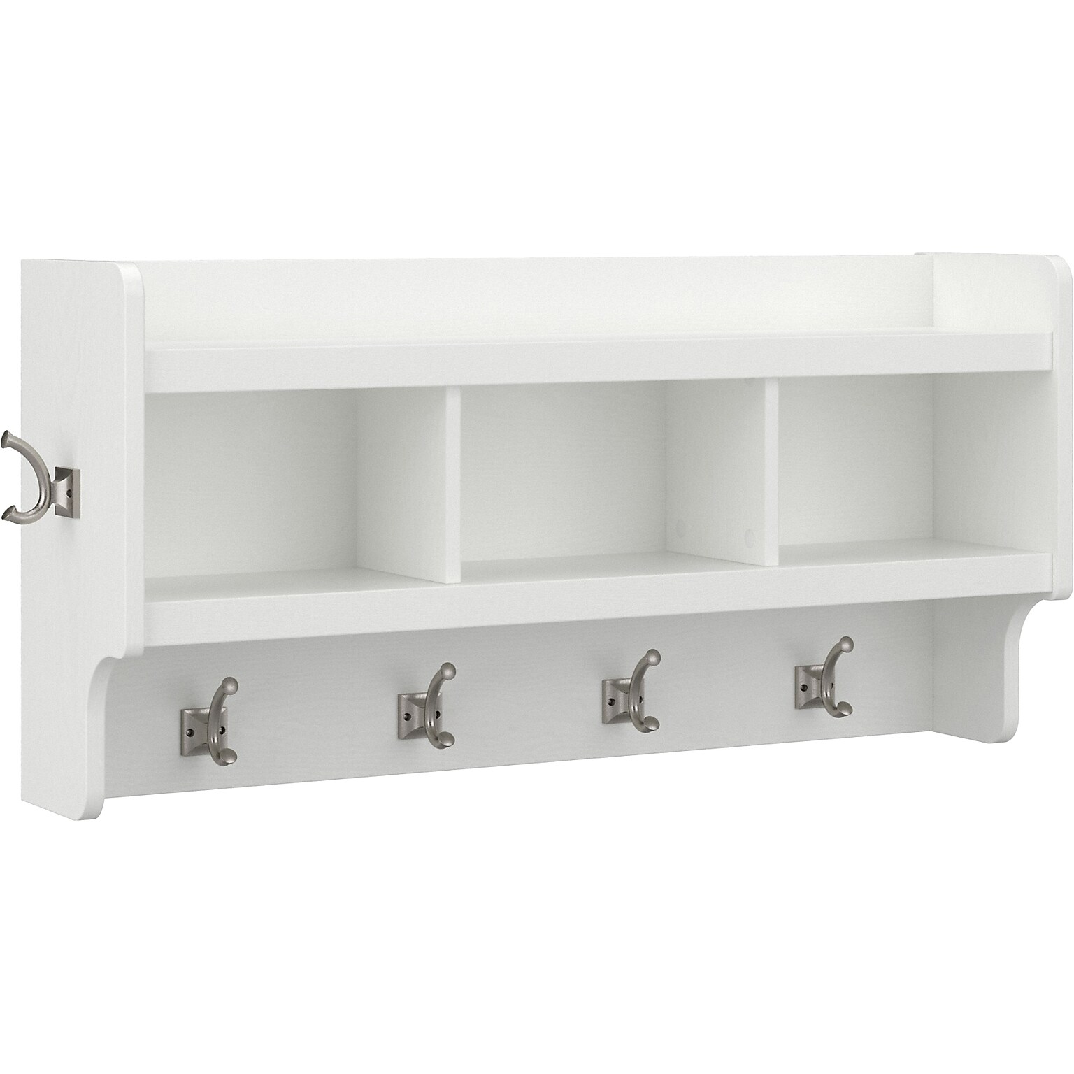 Bush Furniture Woodland 40W Wall Mounted Coat Rack with Shelf, White Ash (WDH340WAS-03)