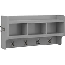 Bush Furniture Woodland 40W Wall Mounted Coat Rack with Shelf, Cape Cod Gray (WDH340CG-03)