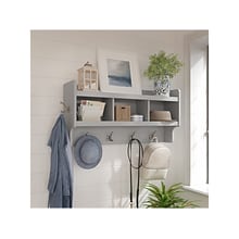 Bush Furniture Woodland 40W Wall Mounted Coat Rack with Shelf, Cape Cod Gray (WDH340CG-03)