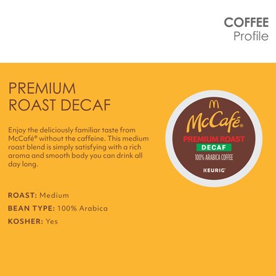 McCafe Premium Roast Decaf Coffee, Keurig® K-Cup® Pods, 96/Carton (080443)