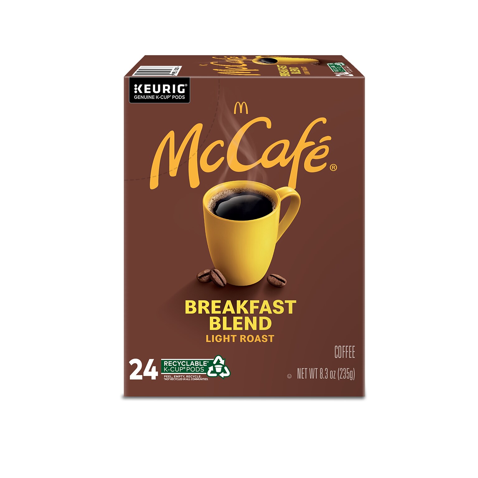 McCafe Breakfast Blend Coffee, Keurig K-Cup Pods, Light Roast, 24/Box (5000201384)