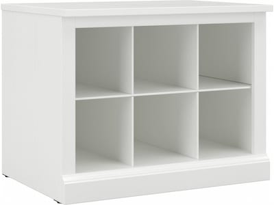 Bush Furniture Woodland 24W Small Shoe Bench with Shelves, White Ash (WDS224WAS-03)