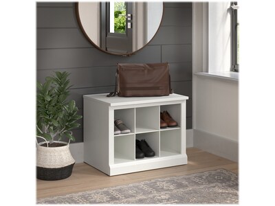 Bush Furniture Woodland 24W Small Shoe Bench with Shelves, White Ash (WDS224WAS-03)