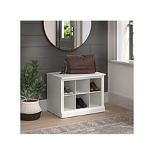 Bush Furniture Woodland 24W Small Shoe Bench with Shelves, White Ash (WDS224WAS-03)