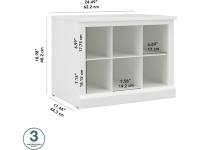 Bush Furniture Woodland 24W Small Shoe Bench with Shelves, White Ash (WDS224WAS-03)