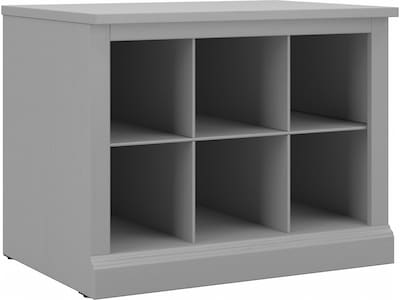 Bush Furniture Woodland 24W Small Shoe Bench with Shelves, Cape Cod Gray (WDS224CG-03)