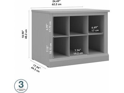 Bush Furniture Woodland 24W Small Shoe Bench with Shelves, Cape Cod Gray (WDS224CG-03)