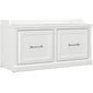 kathy ireland® Home by Bush Furniture Woodland Shoe Storage Bench with Doors, 40", White Ash (WDS140WAS-03)