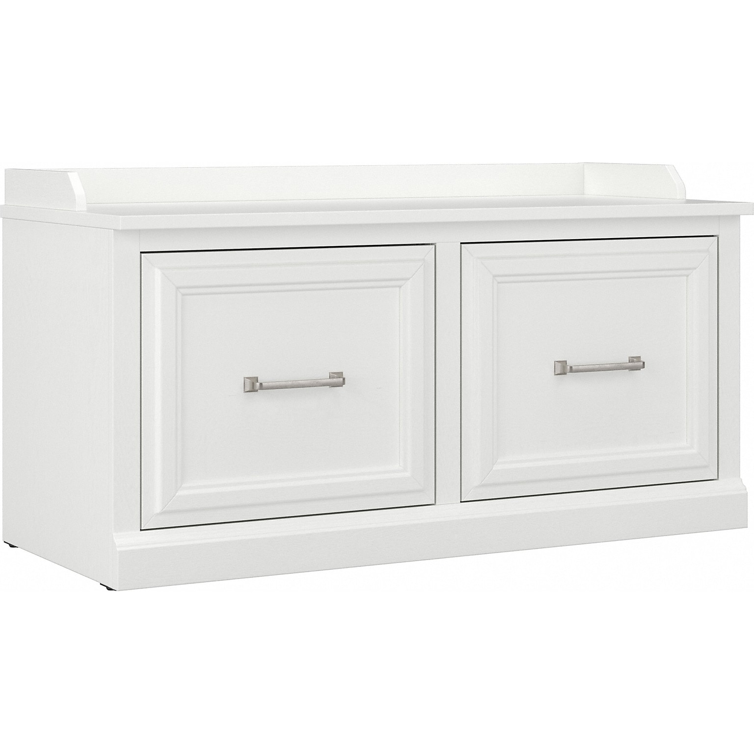 kathy ireland® Home by Bush Furniture Woodland Shoe Storage Bench with Doors, 40, White Ash (WDS140WAS-03)