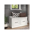 kathy ireland® Home by Bush Furniture Woodland Shoe Storage Bench with Doors, 40, White Ash (WDS140