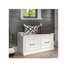 Bush Furniture Woodland 40W Shoe Storage Bench with Doors, White Ash (WDS140WAS-03)