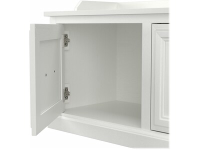 kathy ireland® Home by Bush Furniture Woodland Shoe Storage Bench with Doors, 40", White Ash (WDS140WAS-03)