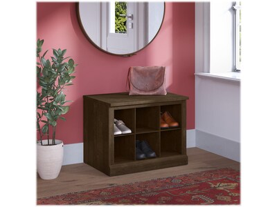 Bush Furniture Woodland 24W Small Shoe Bench with Shelves, Ash Brown (WDS224ABR-03)