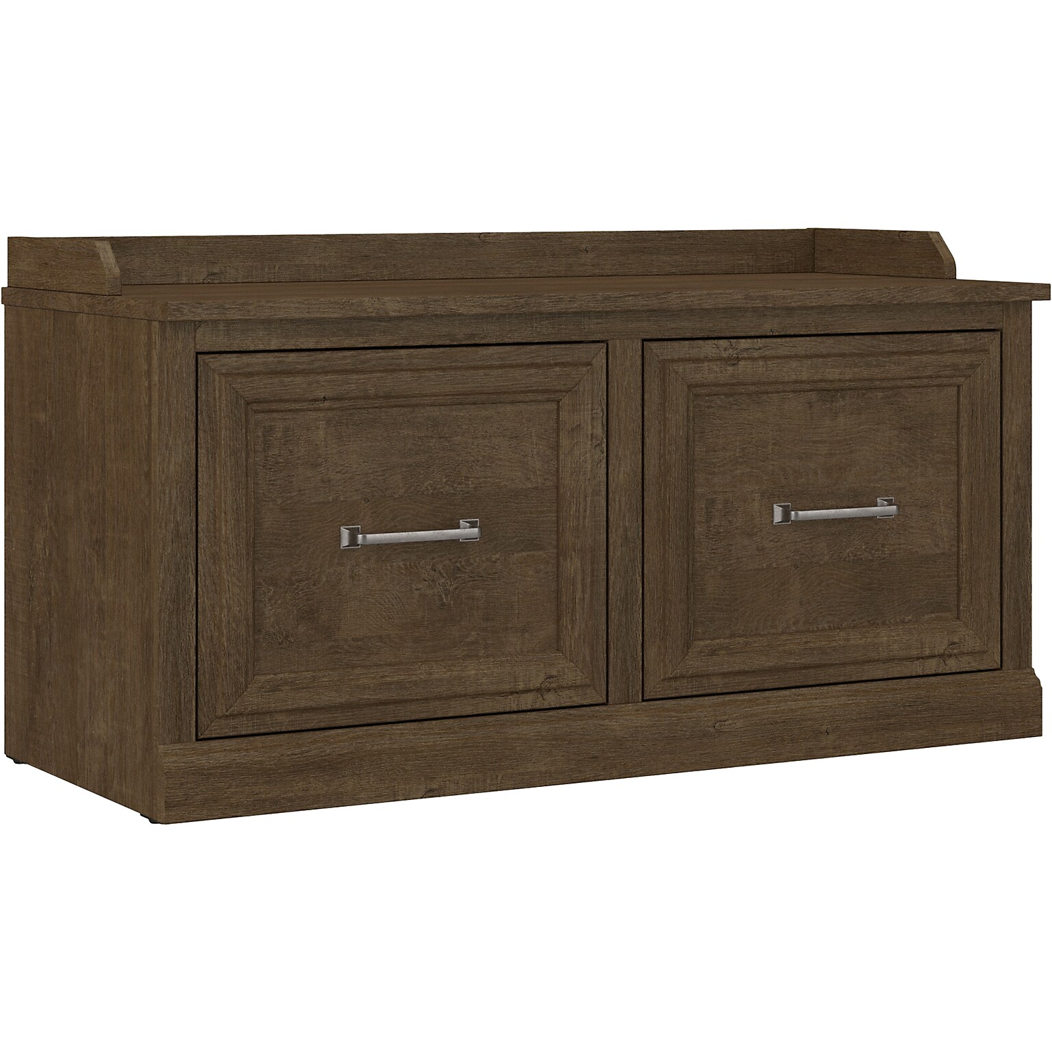 Bush Furniture Woodland 40W Shoe Storage Bench with Doors, Ash Brown (WDS140ABR-03)