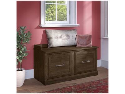 Bush Furniture Woodland 40W Shoe Storage Bench with Doors, Ash Brown (WDS140ABR-03)