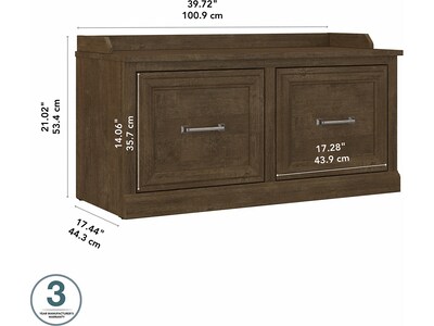 Bush Furniture Woodland 40W Shoe Storage Bench with Doors, Ash Brown (WDS140ABR-03)