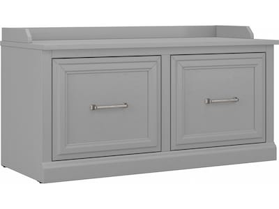 Bush Furniture Woodland 40W Shoe Storage Bench with Doors, Cape Cod Gray (WDS140CG-03)