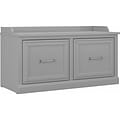 kathy ireland® Home by Bush Furniture Woodland Shoe Storage Bench with Doors, 40, Cape Cod Gray (WD