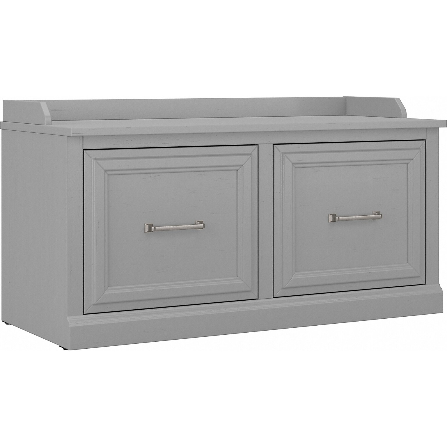 Bush Furniture Woodland 40W Shoe Storage Bench with Doors, Cape Cod Gray (WDS140CG-03)