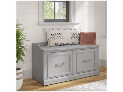 Bush Furniture Woodland 40W Shoe Storage Bench with Doors, Cape Cod Gray (WDS140CG-03)