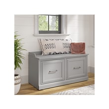 Bush Furniture Woodland 40W Shoe Storage Bench with Doors, Cape Cod Gray (WDS140CG-03)