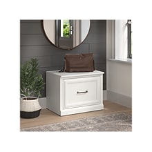 Bush Furniture Woodland 24W Small Shoe Bench with Drawer, White Ash (WDS124WAS-03)