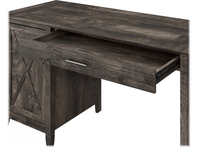 Bush Furniture Key West 54"W Computer Desk with Storage and Mid-Back Tufted Office Chair, Dark Gray Hickory (KWS020GH)