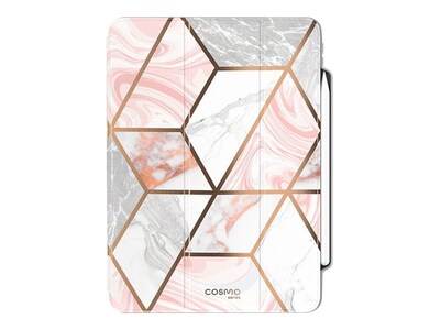 i-Blason iPadPro2020-11.0-Cosmo-Pen-Marble Thermoplastic Polyurethane (TPU) Folio for 11 iPad Pro, Marble Pink