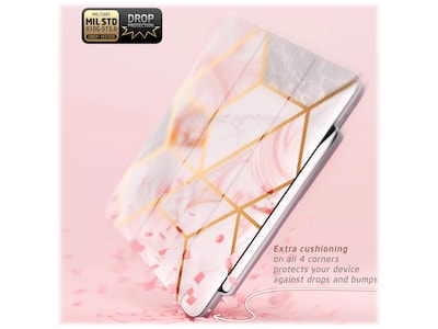 i-Blason iPadPro2020-11.0-Cosmo-Pen-Marble Thermoplastic Polyurethane (TPU) Folio for 11" iPad Pro, Marble Pink