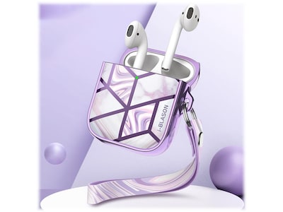 i-Blason Cosmo Case for Apple AirPods 1st/2nd Gen, Marble Purple (AirPods2019-Cosmo-Ameth)