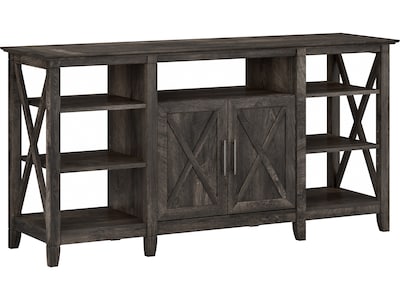 Bush Furniture Key West Tall TV Stand, Dark Gray Hickory, Screens up to 65 (KWV160GH-03)