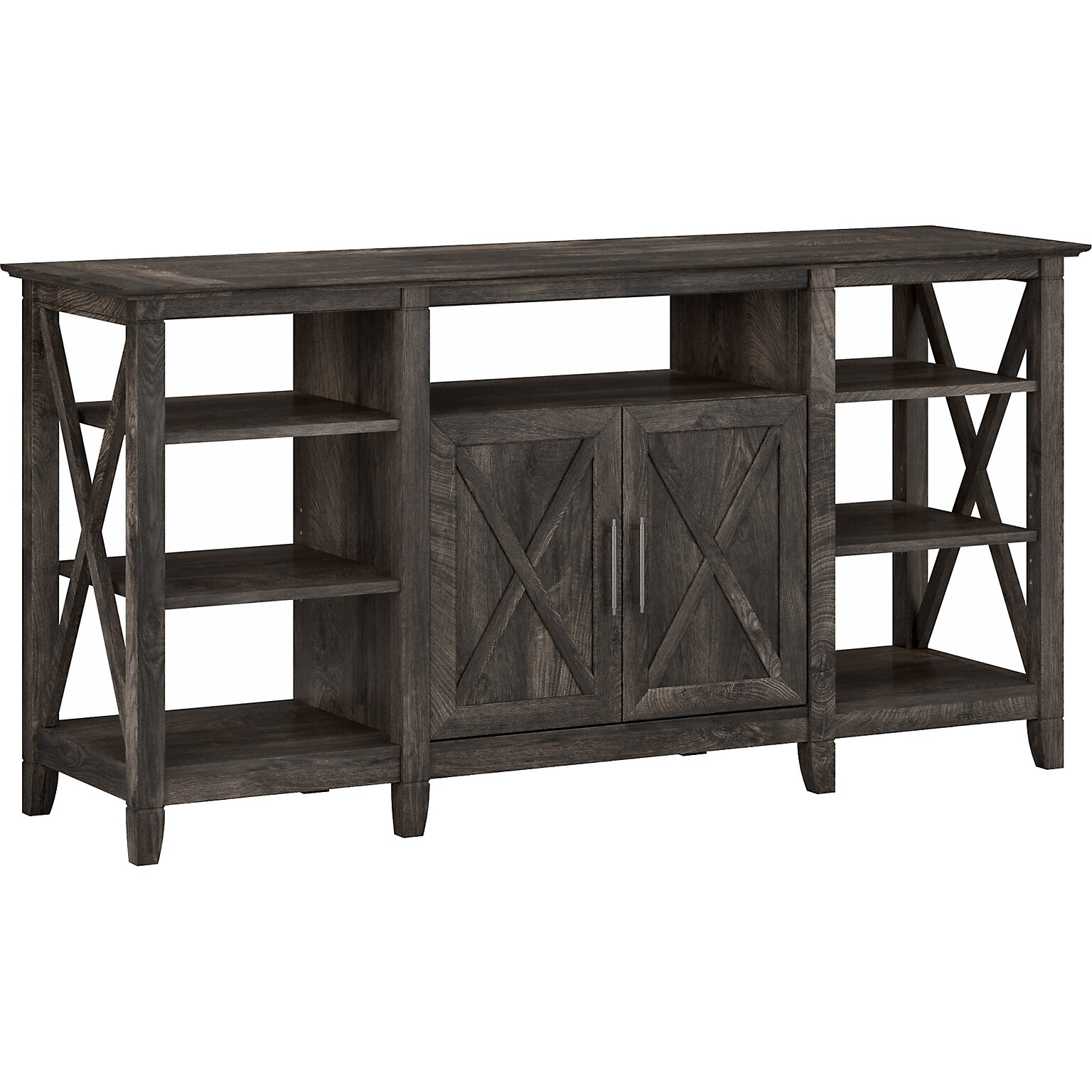 Bush Furniture Key West Tall TV Stand, Dark Gray Hickory, Screens up to 65 (KWV160GH-03)