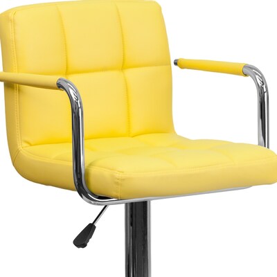 Flash Furniture 20" x 18" Vinyl Adjustable Height Bar Stool, Yellow