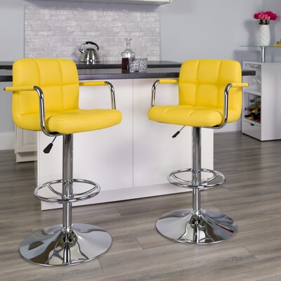 Flash Furniture 20 x 18 Vinyl Adjustable Height Bar Stool, Yellow