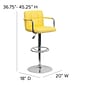 Flash Furniture 20" x 18" Vinyl Adjustable Height Bar Stool, Yellow