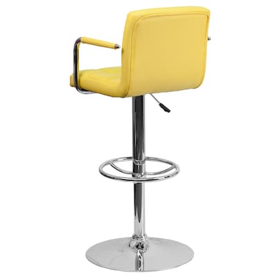 Flash Furniture 20" x 18" Vinyl Adjustable Height Bar Stool, Yellow