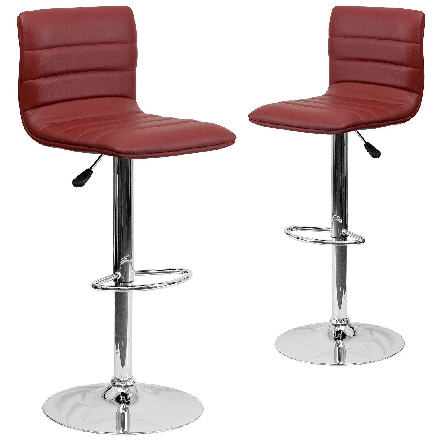 Flash Furniture 16 x 19 Vinyl Adjustable Height Bar Stool W/Chrome Base, Burgundy