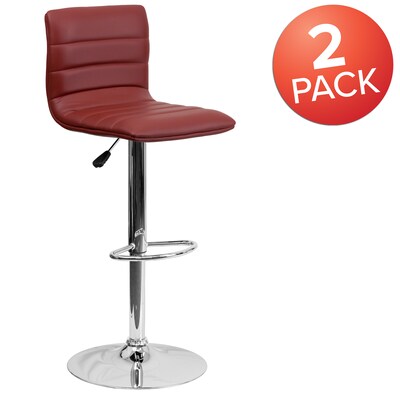 Flash Furniture 16" x 19" Vinyl Adjustable Height Bar Stool W/Chrome Base, Burgundy