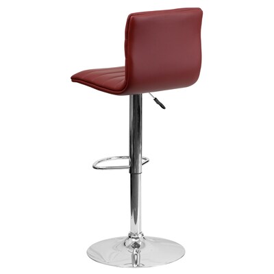 Flash Furniture 16" x 19" Vinyl Adjustable Height Bar Stool W/Chrome Base, Burgundy