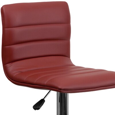 Flash Furniture 16" x 19" Vinyl Adjustable Height Bar Stool W/Chrome Base, Burgundy