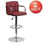 Flash Furniture 20" x 18" Vinyl Adjustable Height Bar Stool, Burgundy