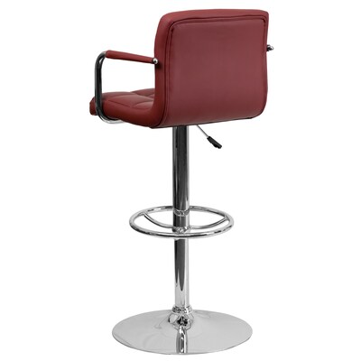 Flash Furniture 20" x 18" Vinyl Adjustable Height Bar Stool, Burgundy