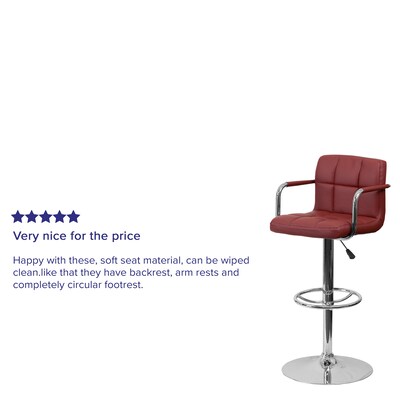 Flash Furniture 20" x 18" Vinyl Adjustable Height Bar Stool, Burgundy